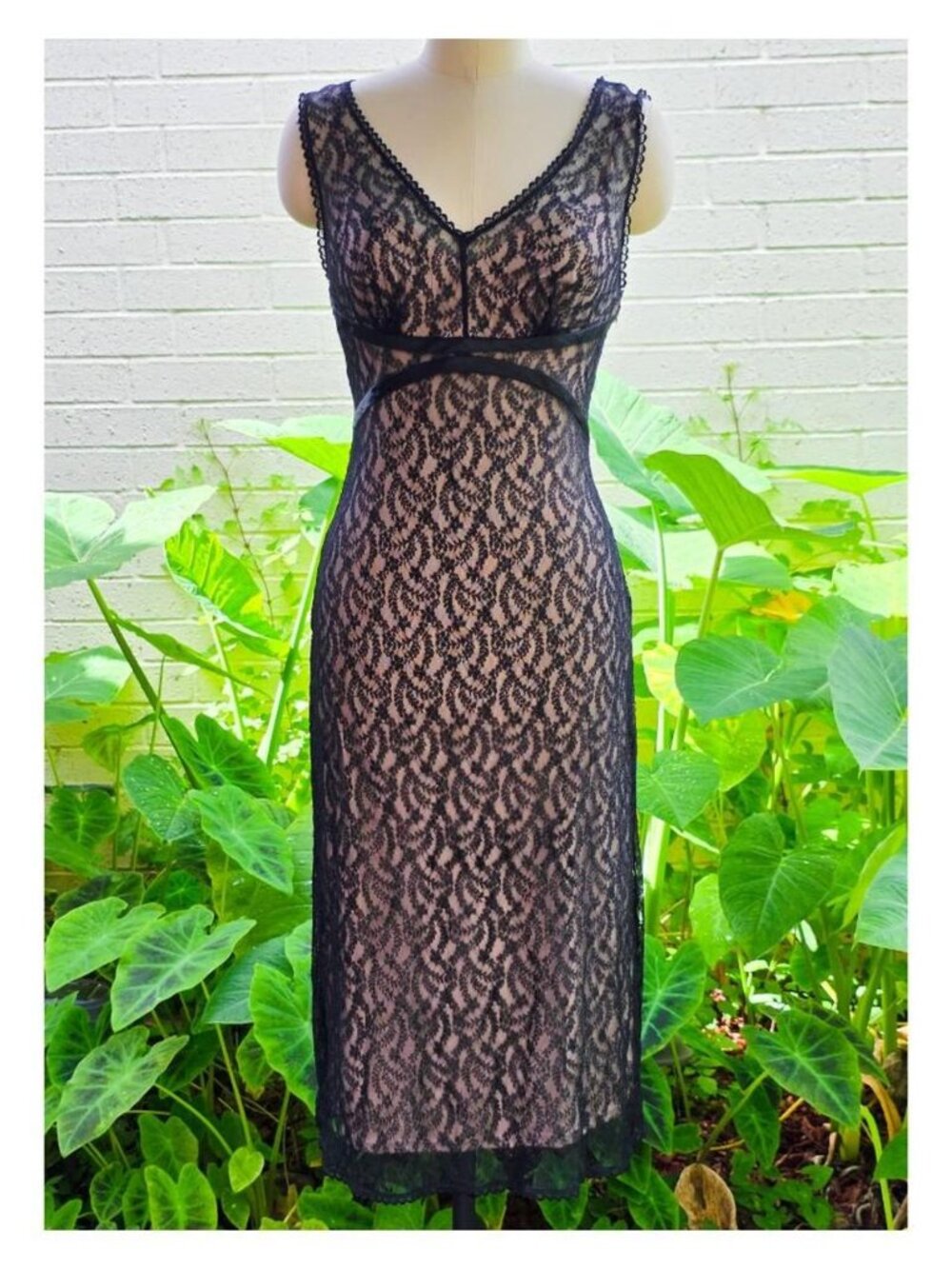 2000s Romantic Express Black Lace Illusion Midi Dress 🖤🕯️ Coquette Goth